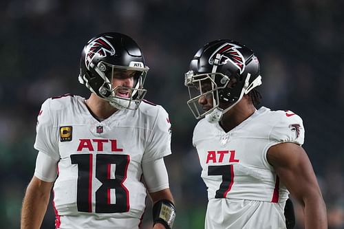 Kirk Cousins, left, Bijan Robinson, right, during Atlanta Falcons v Philadelphia Eagles - Source: Getty