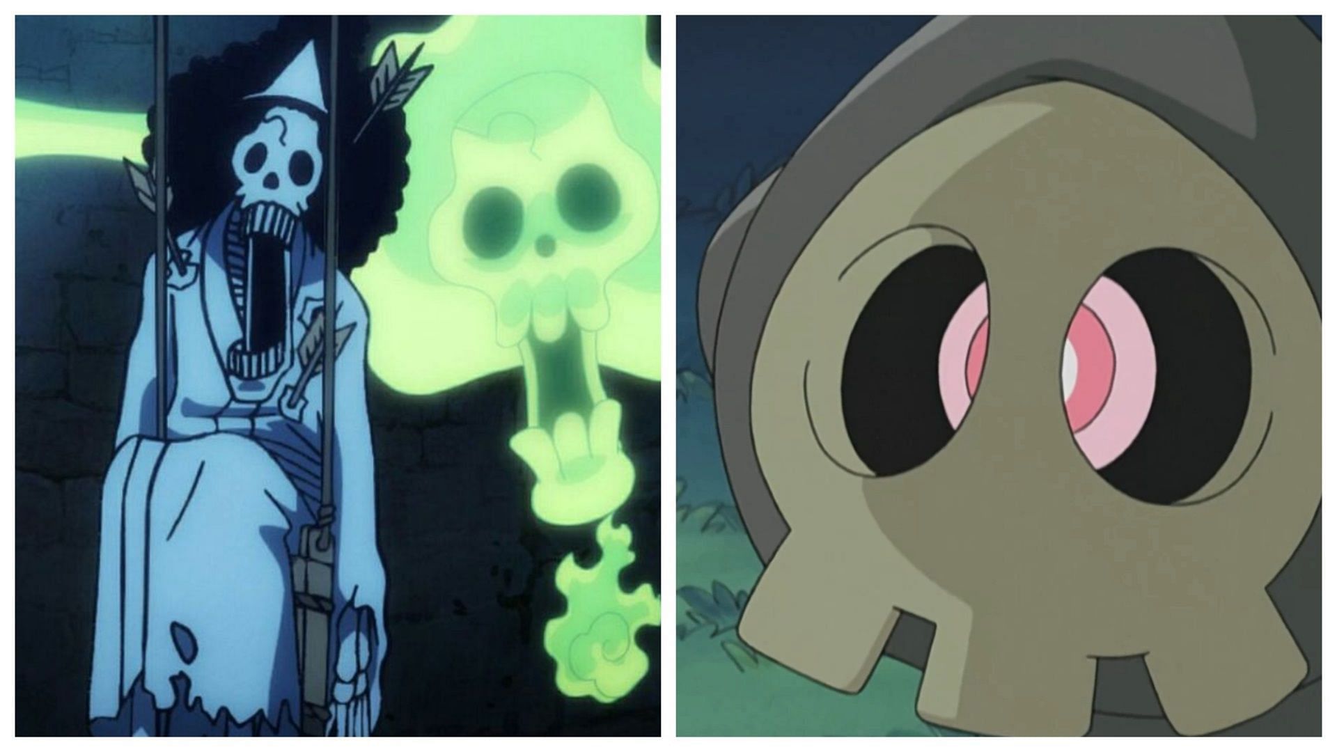 Brook in One Piece and Duskull in Pok&eacute;mon (Image via Toei Animation/The Pok&eacute;mon Company)