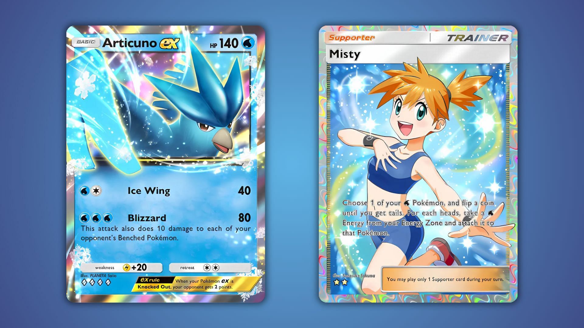 Articuno EX and Misty&#039;s cards in Pokemon TCG Pocket (Image via The Pokemon Company)