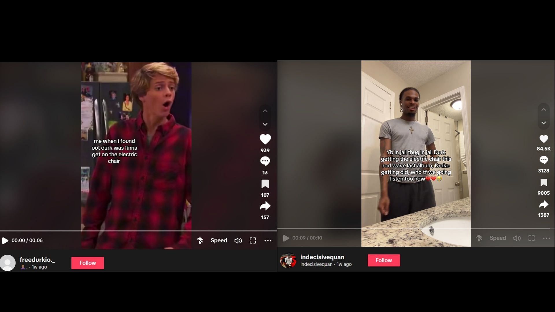 The TikTok videos claimed Lil Durk was getting the electric chair. (Image via TikTok)