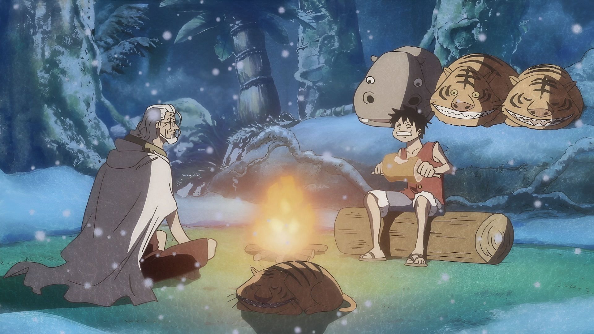 Luffy and Rayleigh as seen in the anime (Image via Toei Animation)