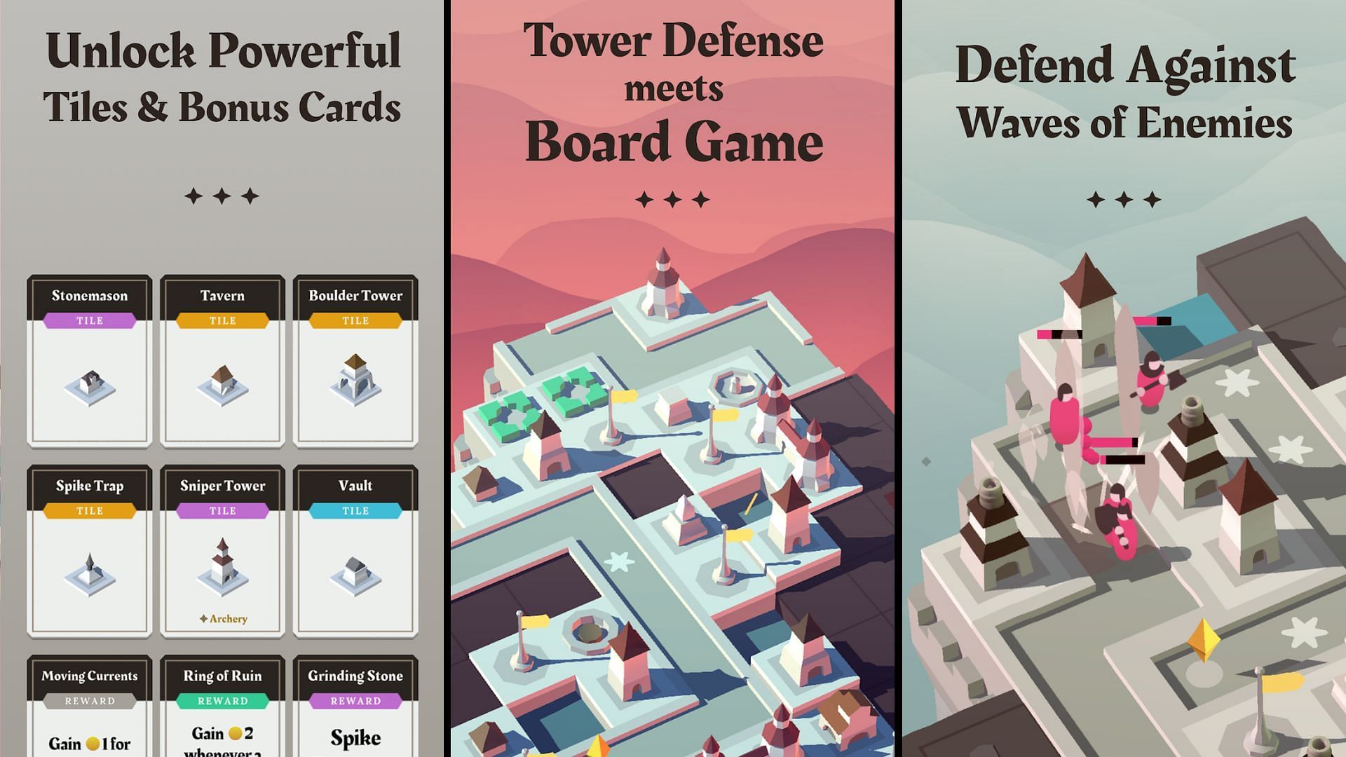 The game Isle of Arrows differentiates itself from other tower defense games by adding tile placement mechanics to it (Image via Studio Gridpop Inc)