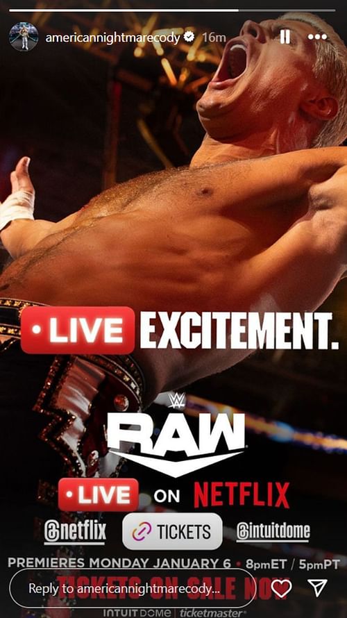 Could Cody Rhodes be heading to RAW? [Image credits: Screenshot of Rhodes' Instagram story]