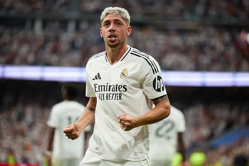 Federico Valverde celebrates after scoring for Real Madrid (Image - Getty)