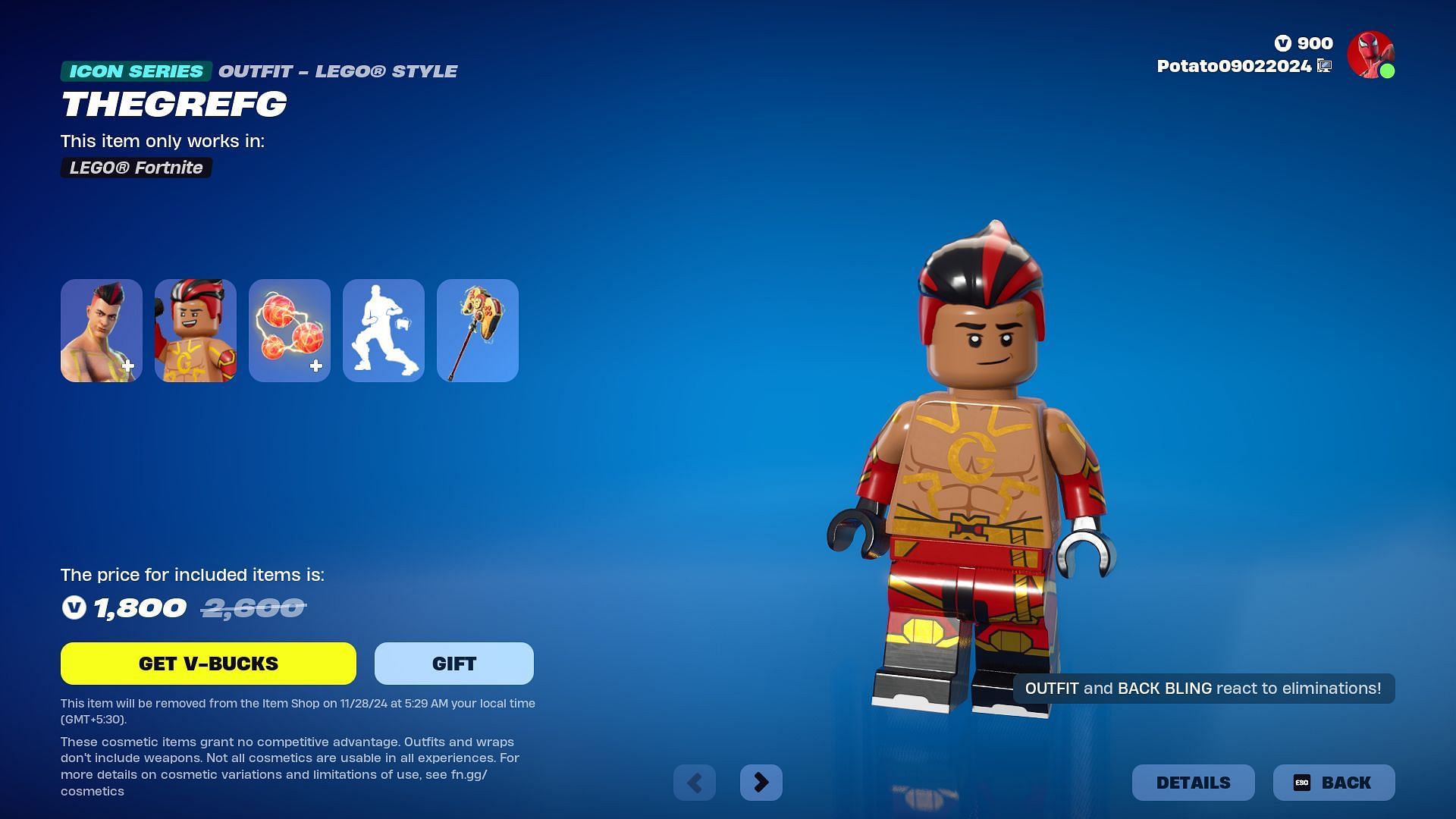 TheGrefg skin in Fortnite will be listed until November 28, 2024 (Image via Epic Games)