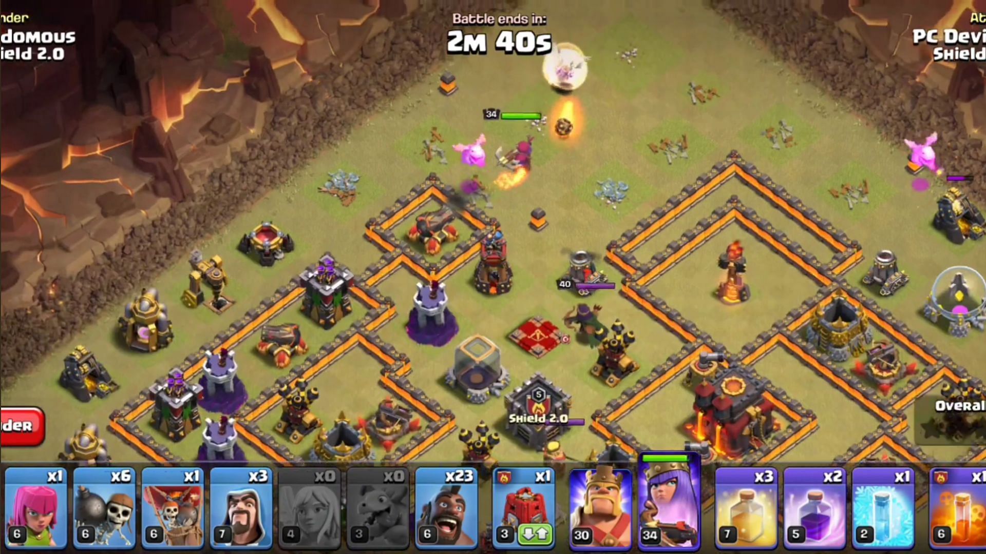 The Queen Walk strategy is used to clear one of the base corners (Image via Supercell)