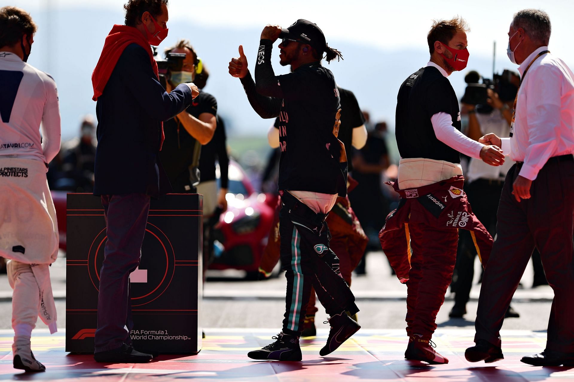 Lewis Hamilton and Ferrari&#039;s John Elkann at F1 Grand Prix of Tuscany - Source: Getty