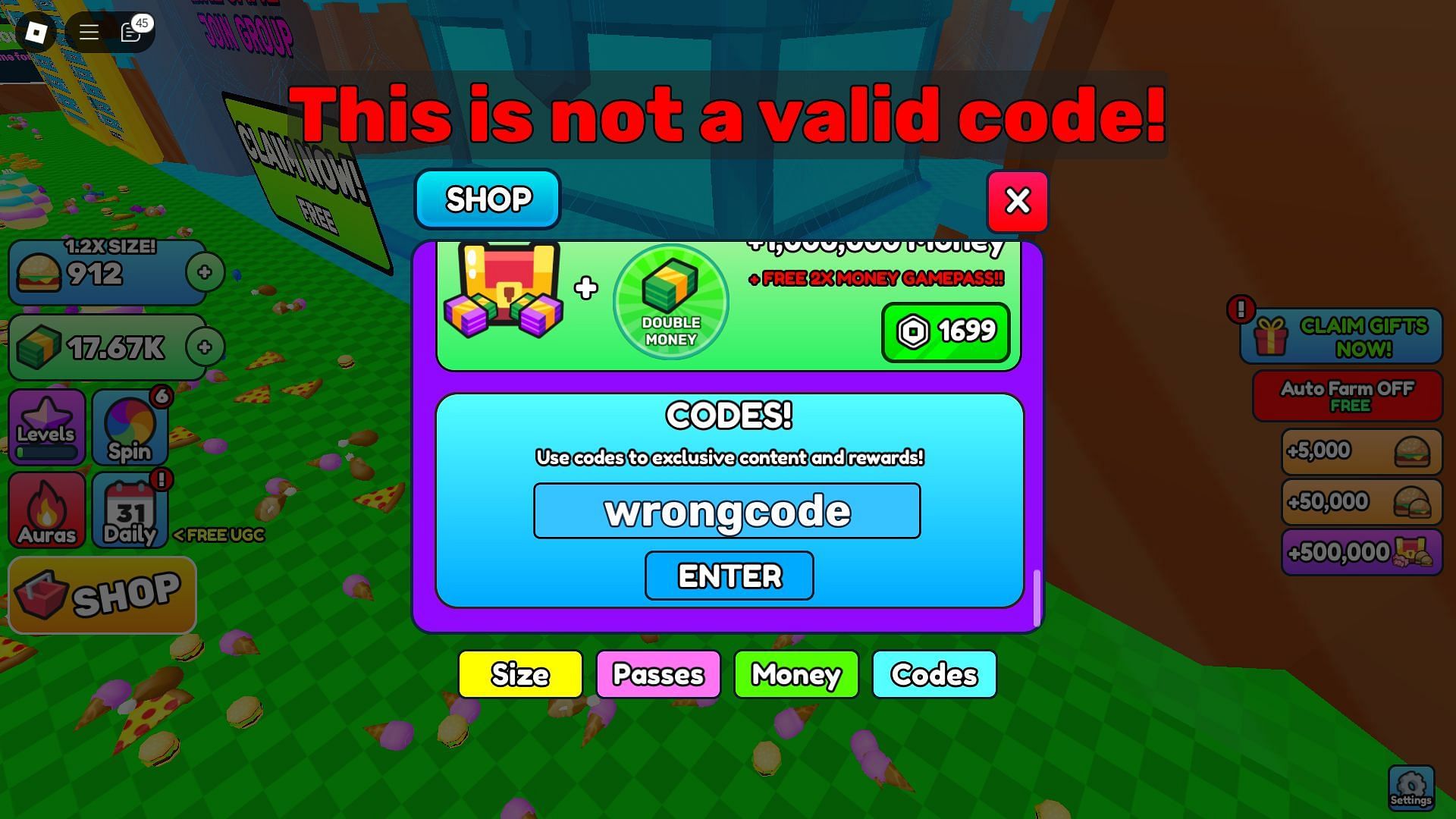 Avoid typos while using codes (Image via Roblox)