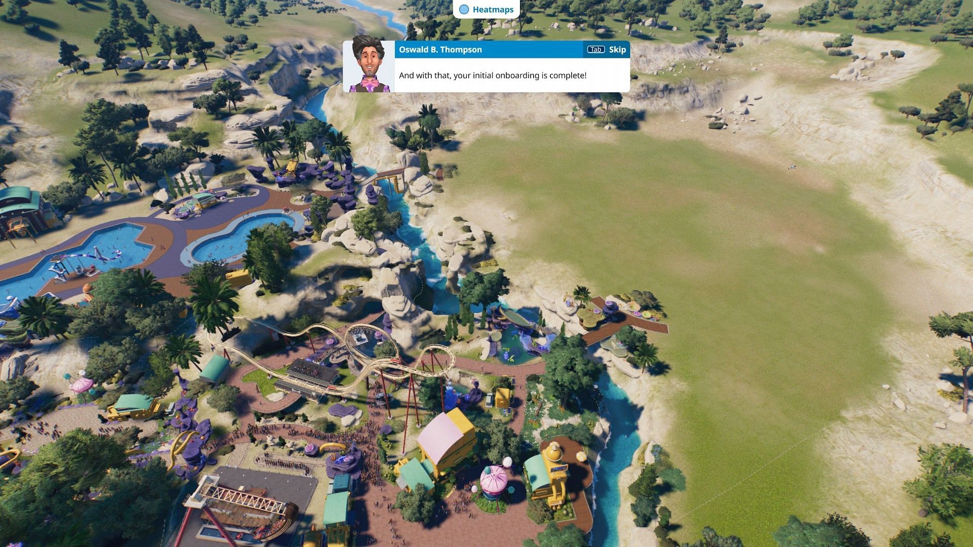 Buy new plots of land to expand your park (Image via Frontier Developments)