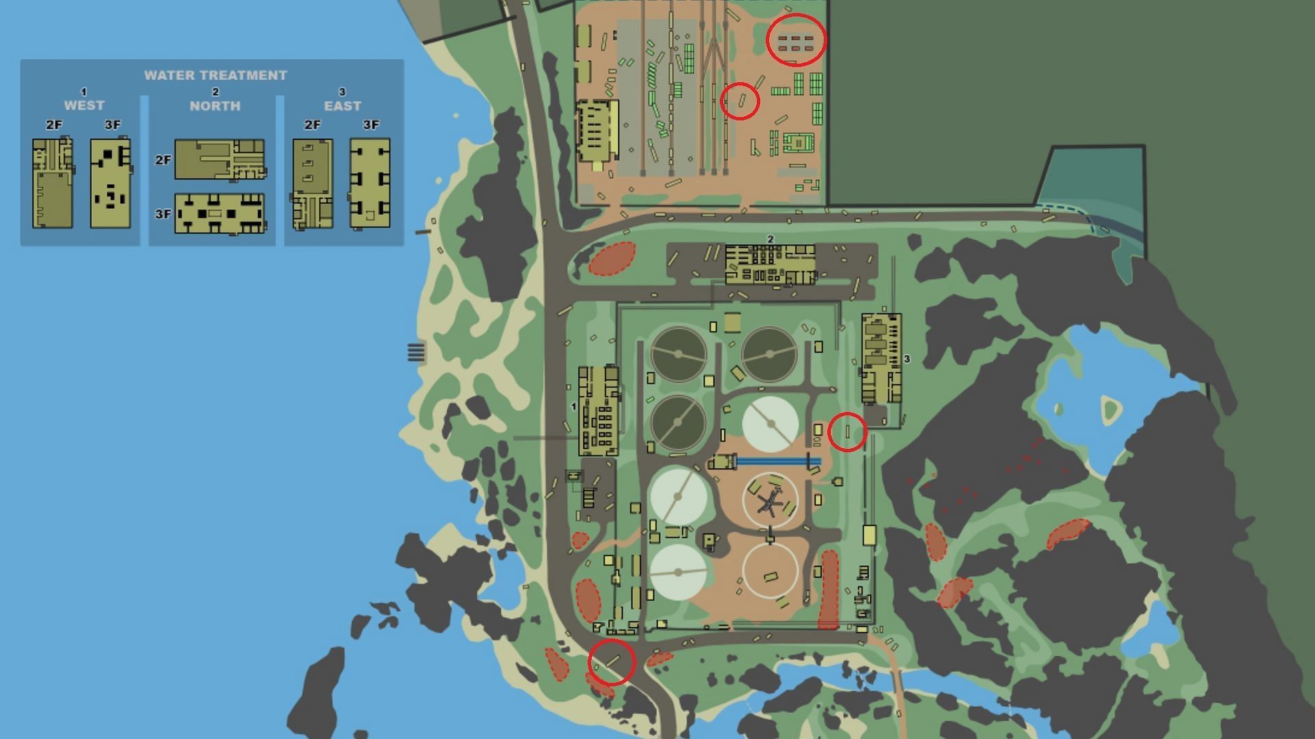 Location of all fuel tankers on Lighthouse (Image via Battlestate Games II Tarkov Wiki)