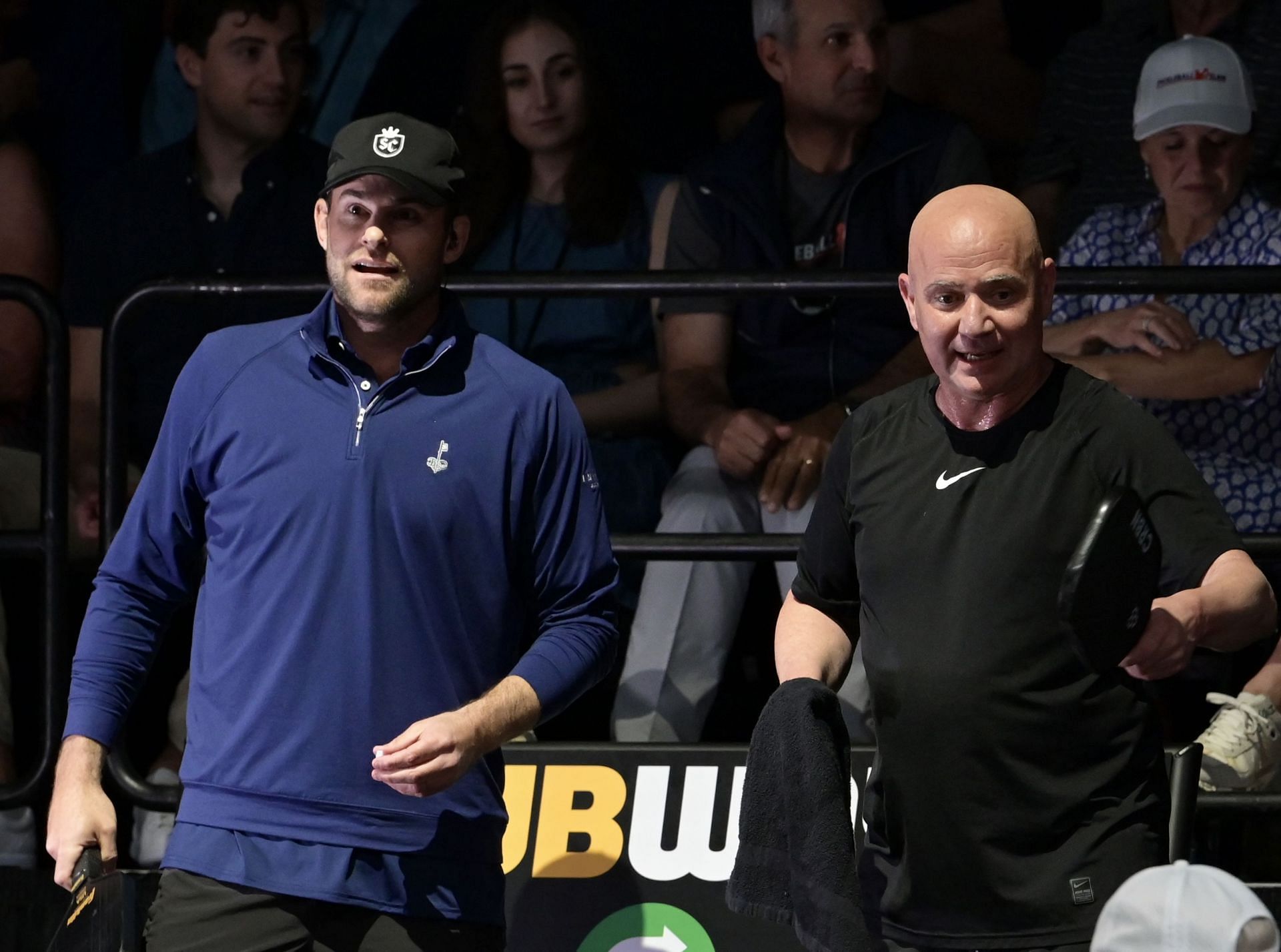 Andy Roddick (L) with Andre Agassi (Getty)