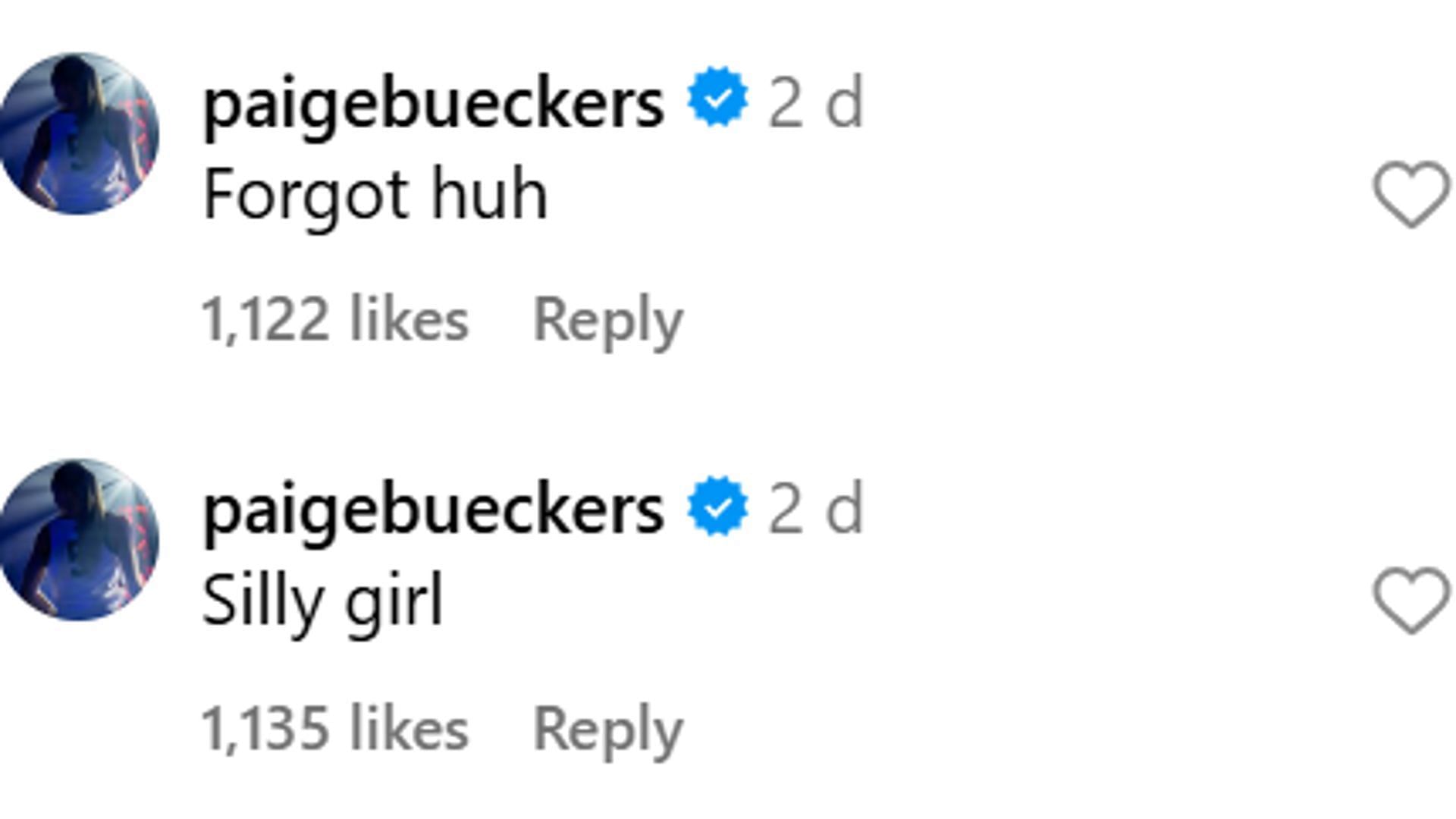 Paige Bueckers responded to Azzi Fudd&#039;s latest Instagram post with two comments. (IG/Azzi Fudd)