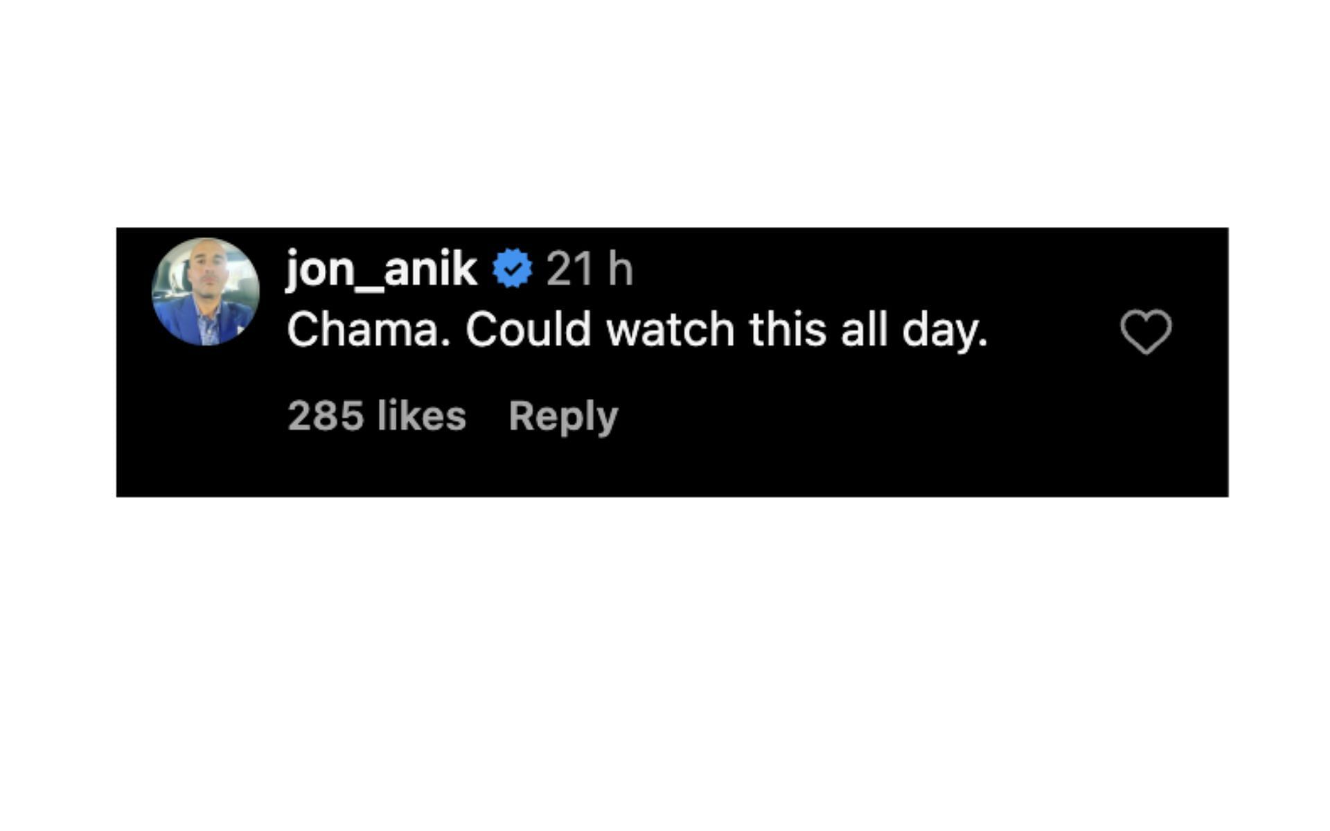 Screenshot of Jon Anik&rsquo;s comment