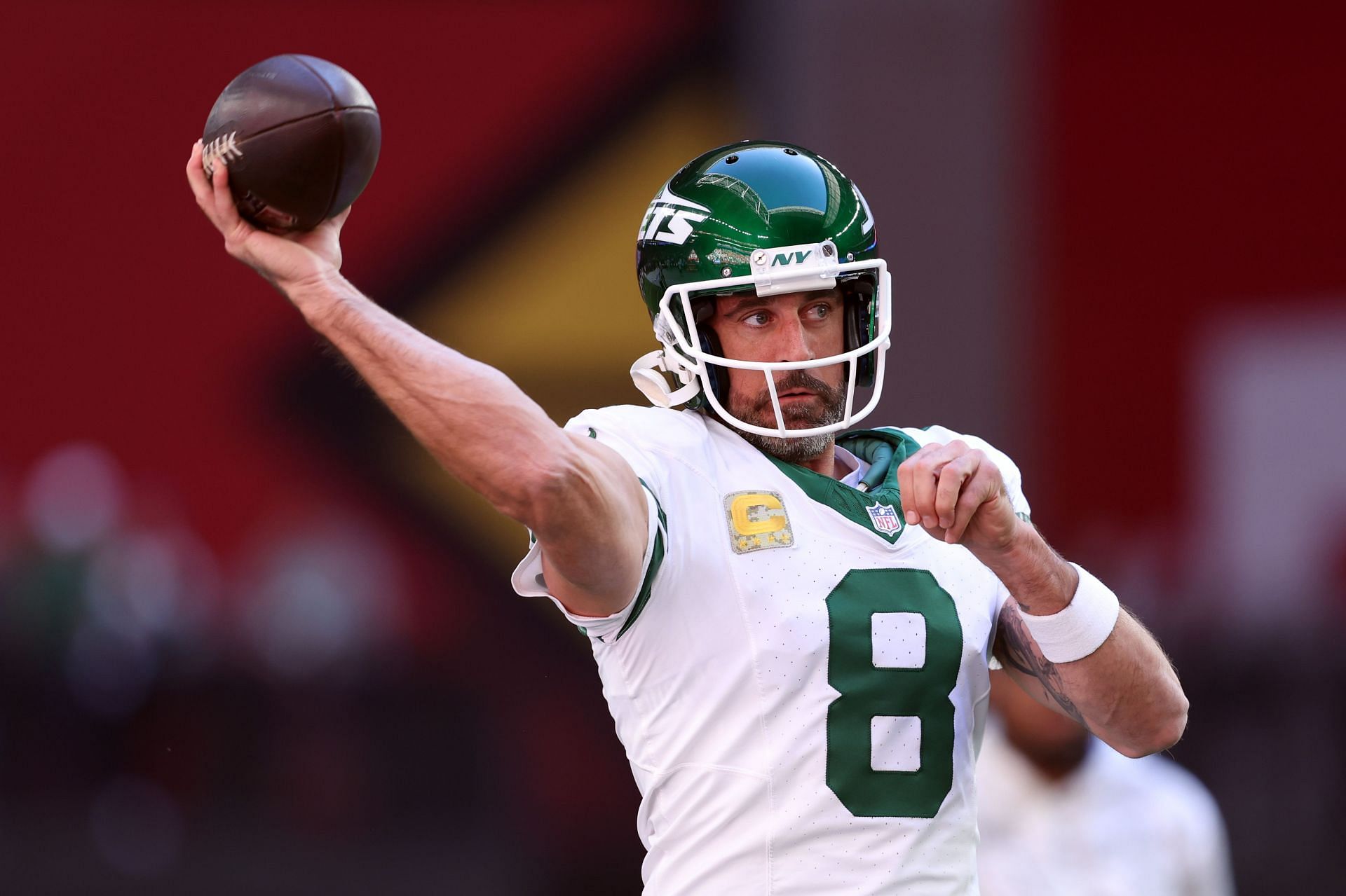 Aaron Rodgers during New York Jets v Arizona Cardinals (Credits: Getty)