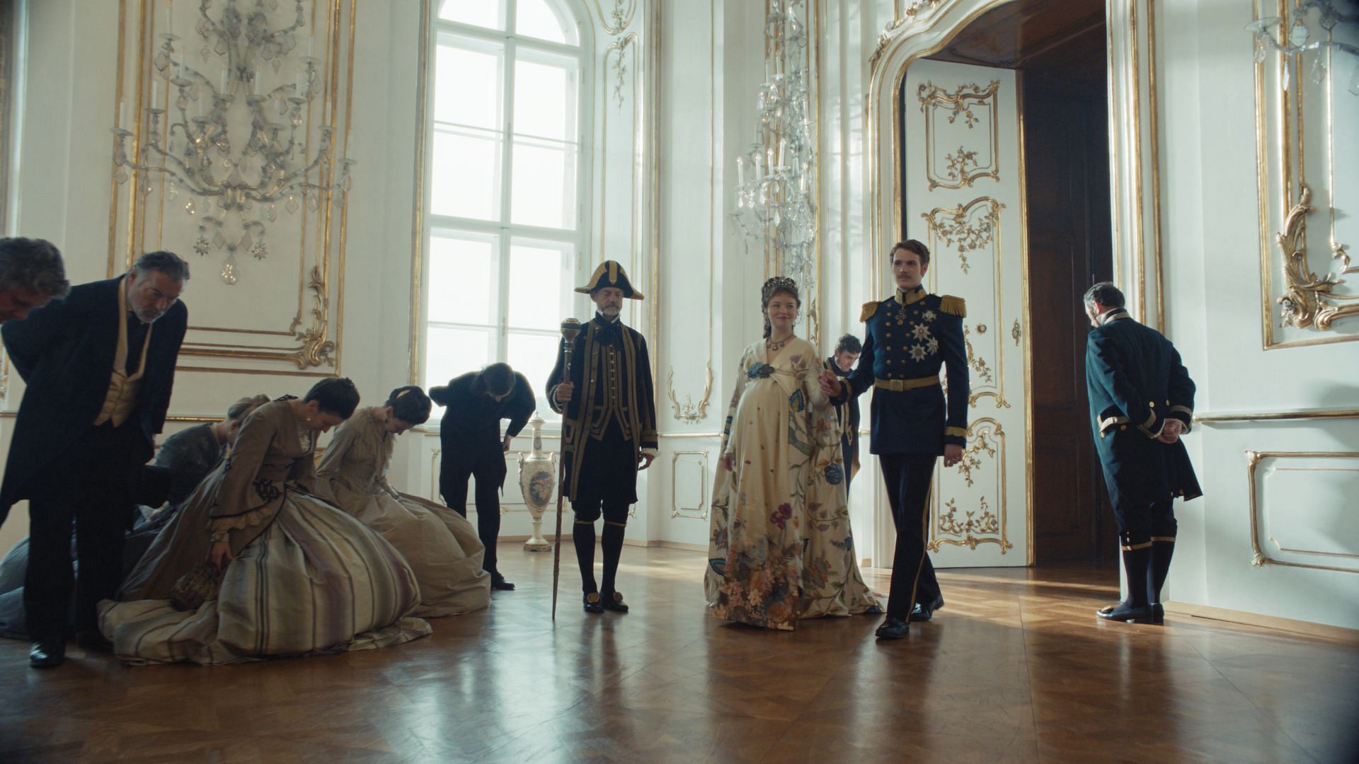 Devrim Lingnau as Elisabeth von Wittelsbach &amp; Philip Froissant as Franz Joseph (Image via Netflix)