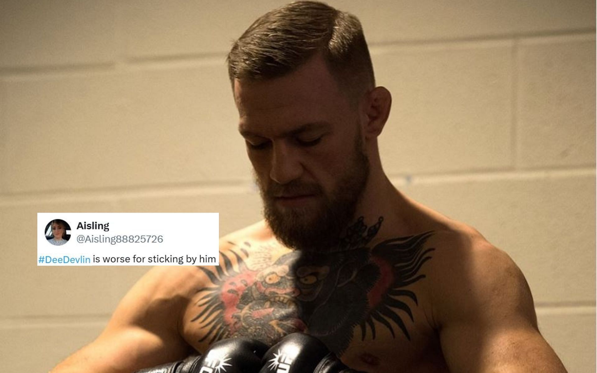 Fans react (insert) to new evidence in the Conor McGregor rape allegation case. [Image credit: @Aisling88825726 on X, @thenotoriousmma on Instagram]