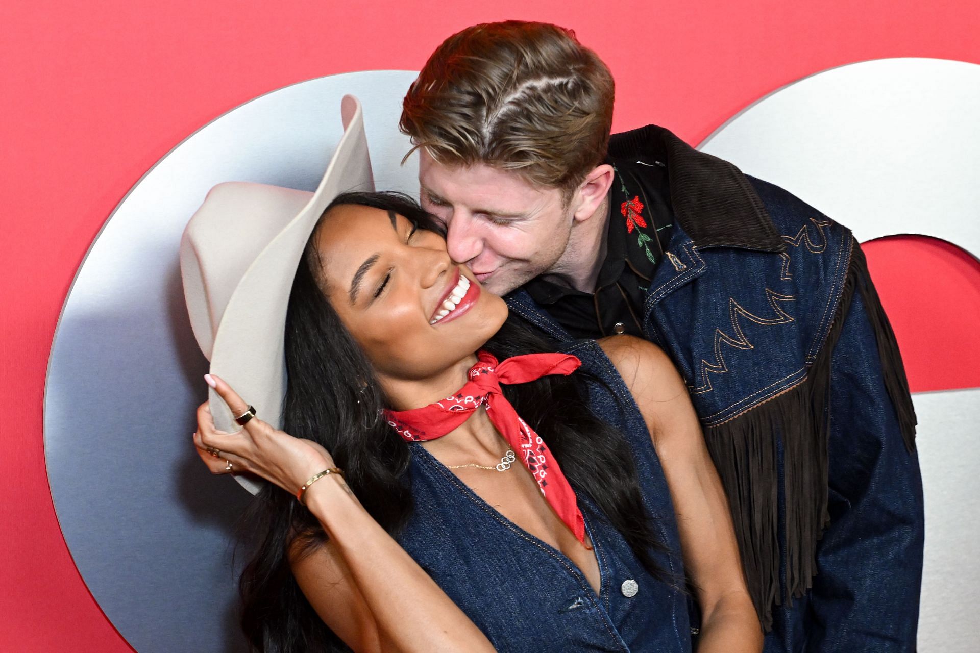 Tara Davis-Woodhall and Hunter Woodhall at the 2024 GQ Men Of The Year Party - (Source: Getty)