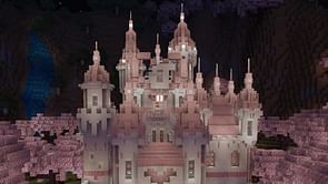 Minecraft player shares adorable pink castle build