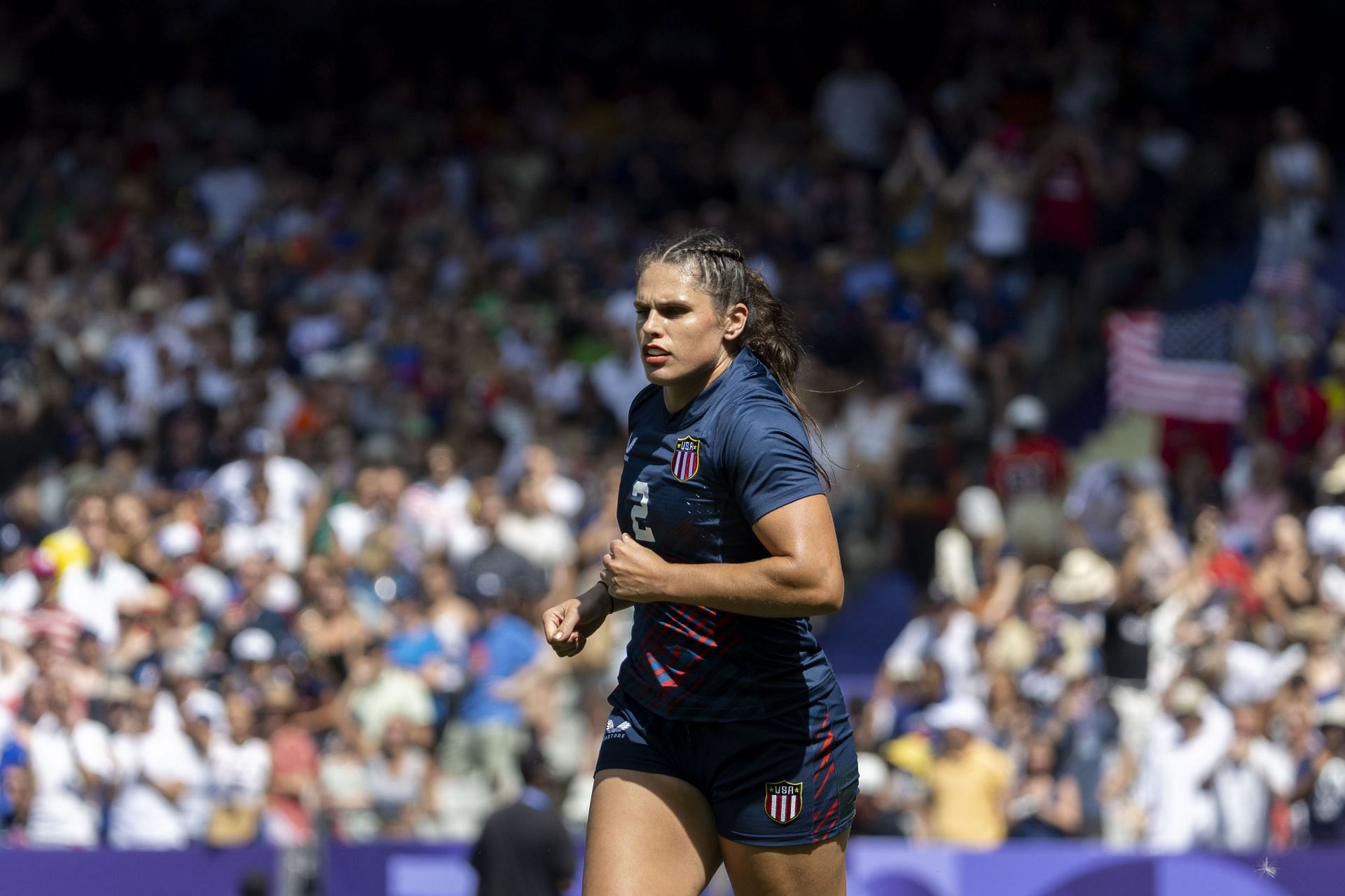 Maher during her Union Rugby match against France on the third day of the 2024 Paris Olympics (Image via: Getty Images)