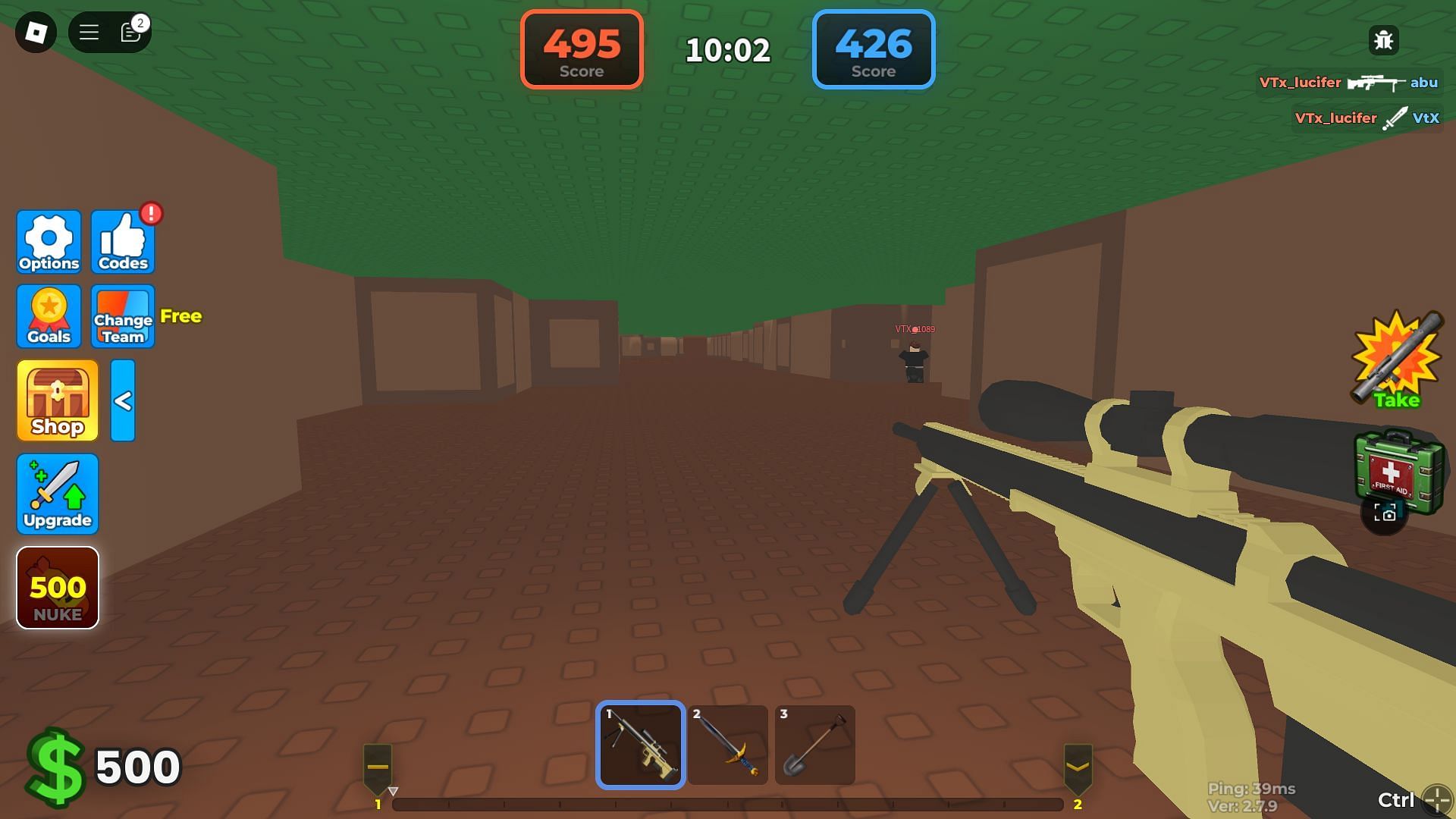 Gunplay in Underground War 2.0 (Image via Roblox)