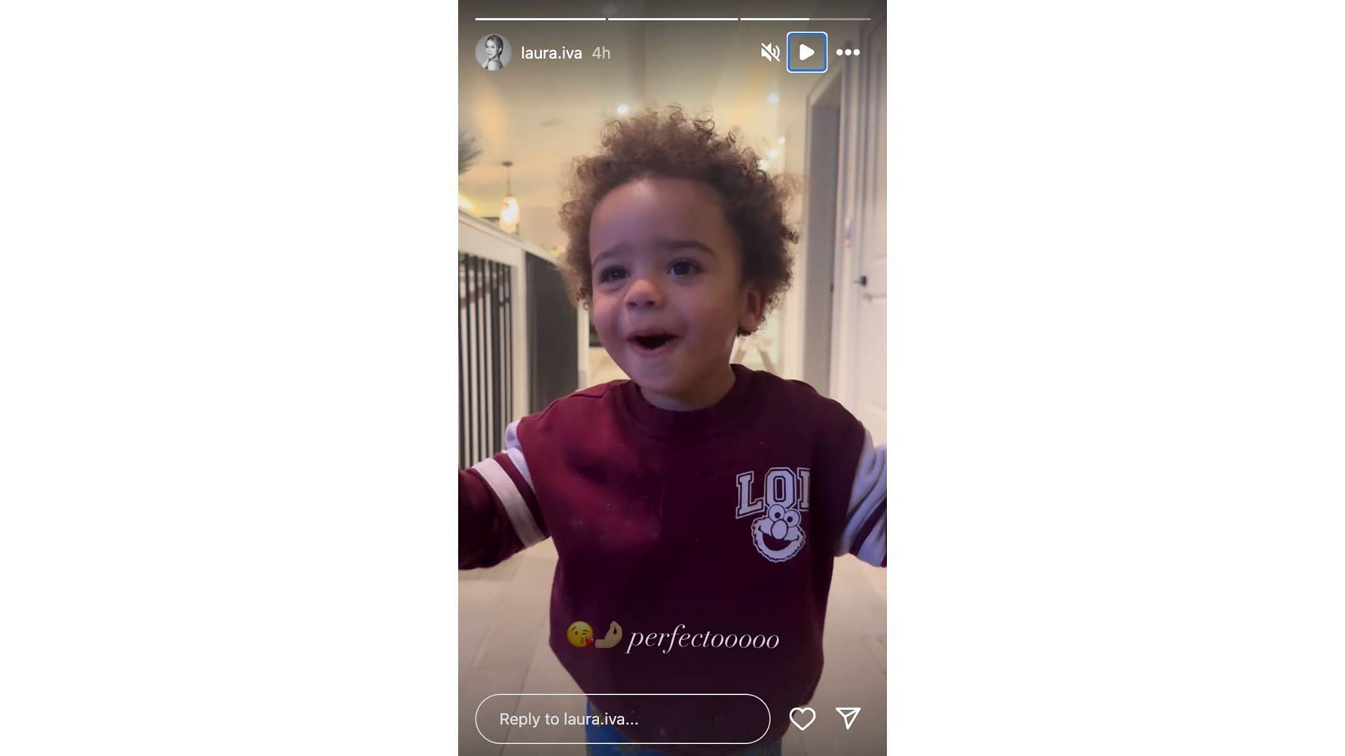 D&#039;Angelo Russell and Laura Ivaniukas son Riley says &quot;perfecto&quot; on Instagram. Laura Ivaniukas&#039;s IG account.