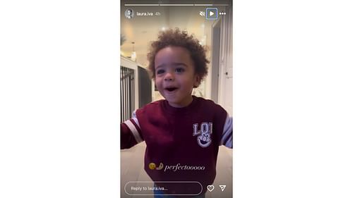 D'Angelo Russell and Laura Ivaniukas son Riley says "perfecto" on Instagram. Laura Ivaniukas's IG account.