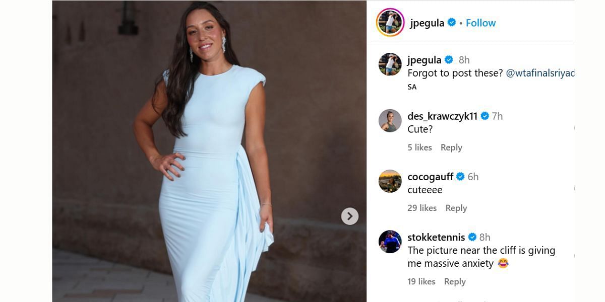 Coco Gauff&#039;s comment on Jessica Pegula&#039;s post. (Image: Instagram @jpegula)