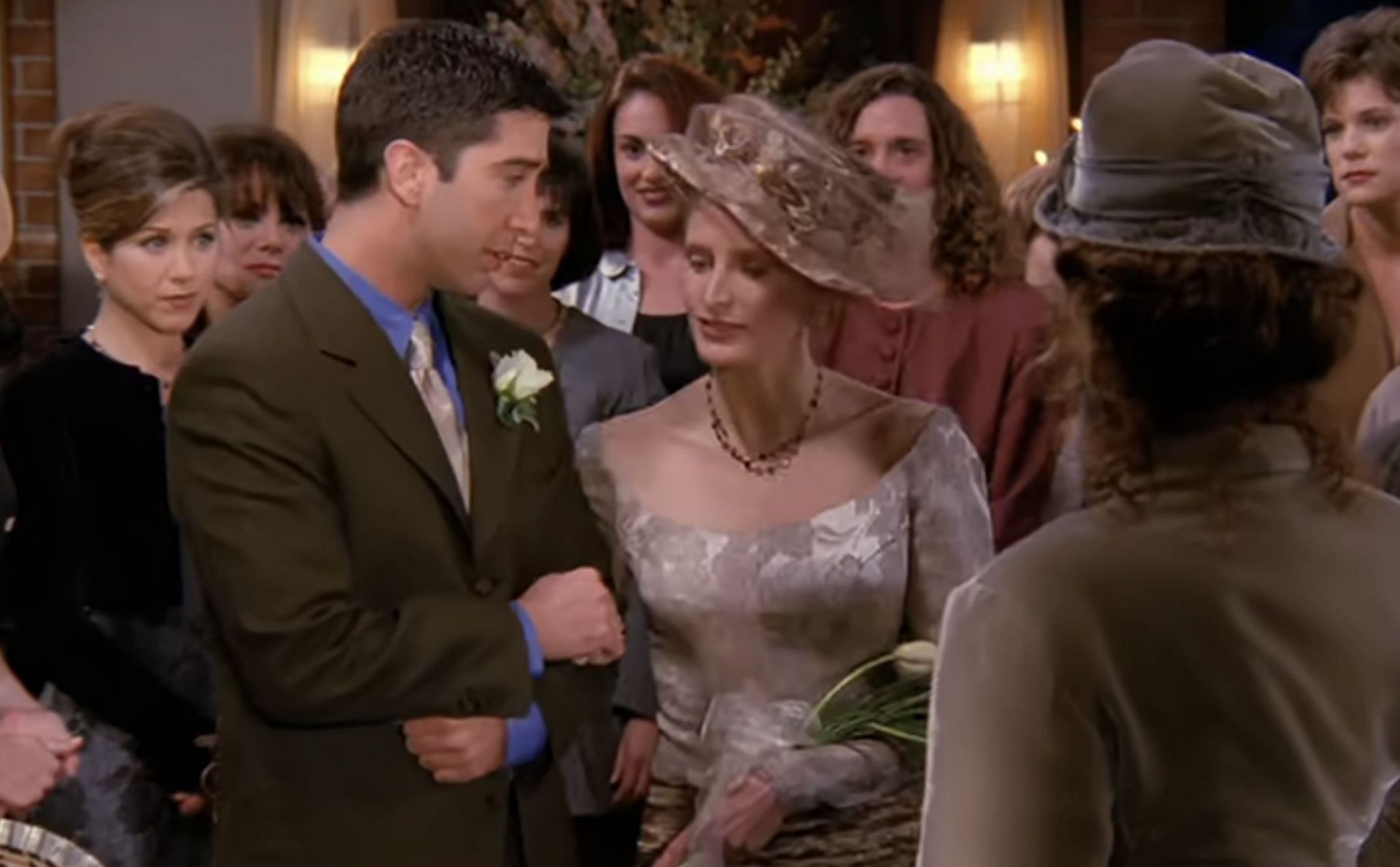 A still of Ross and Carol from Friends. (Image via Netflix)