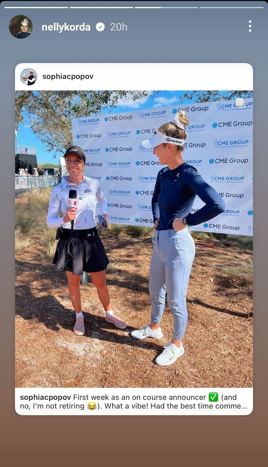 Screeenshot of Nelly Korda&#039;s Instagram story. Instagram@nellykorda