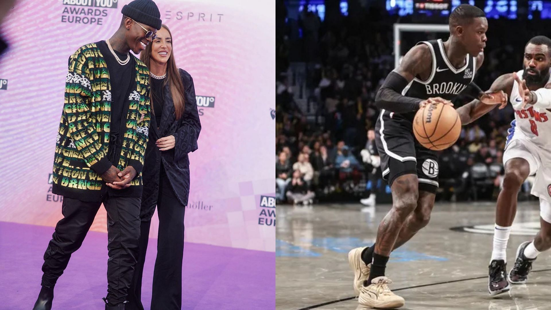 Brooklyn Nets guard Dennis Schroder alongside his wife Ellen Schroder. Photo Credits: Imagn, Ellen Schroder's IG account