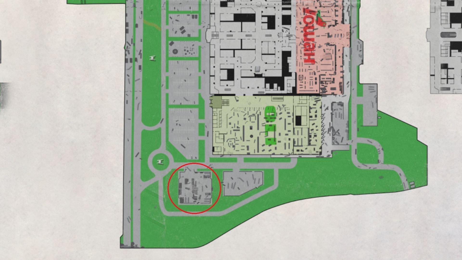 Location of the parking lot on Interchange (Image via Battlestate Games || Map Genie)