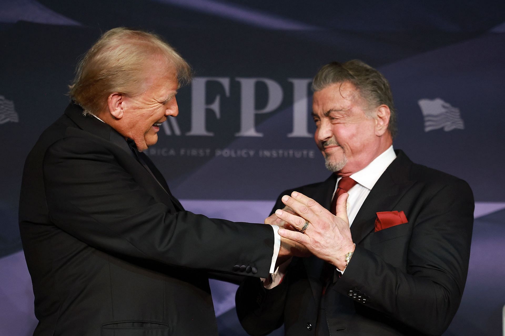 Trump and Sylvester Stallone at the event on November 14, (Photo by Joe Raedle/Getty Images)