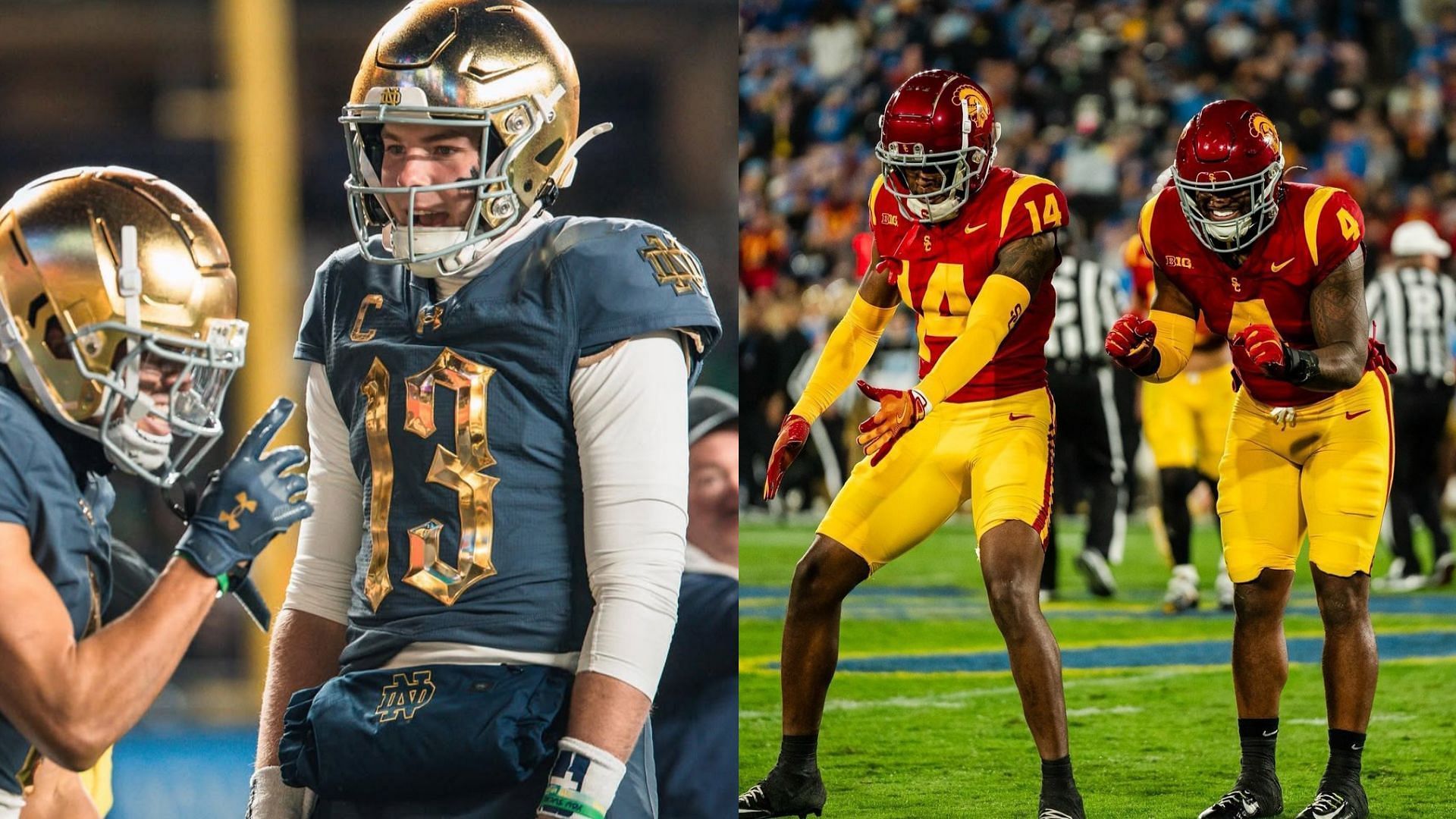 The Notre Dame &amp; USC teams (Notre Dame &amp; USC