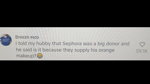 A netizen trolls Sephora seemingly donating to Donald Trump's campaign. (Image via TikTok)