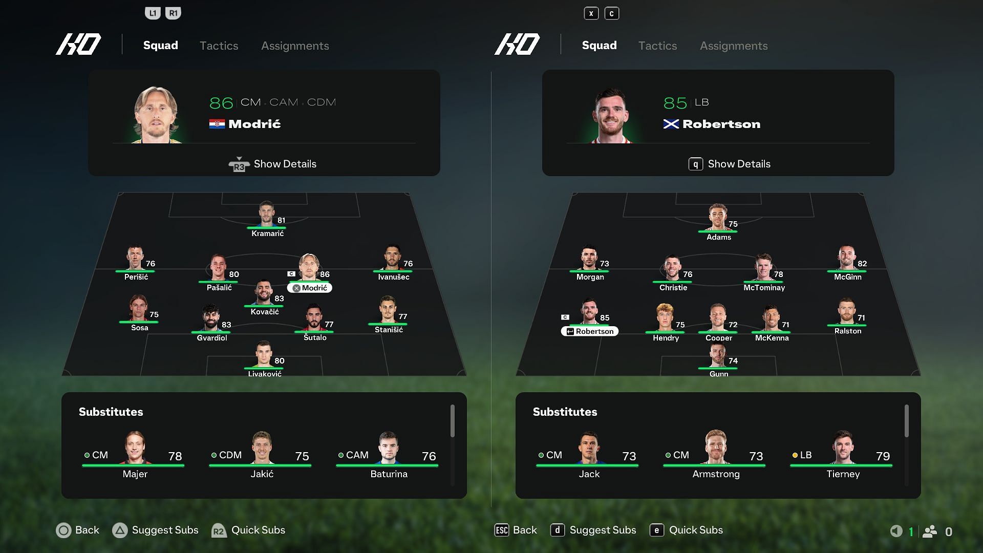 Croatia vs Scotland: Lineup (Image via EA)