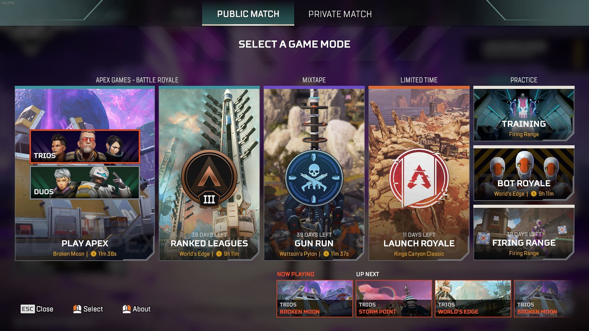 Accessing the Apex Legends Launch Royale LTM (Image via Respawn Entertainment)