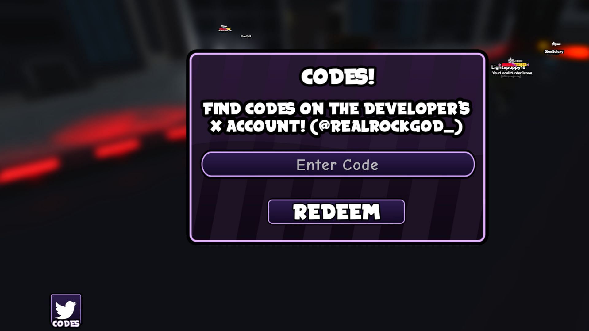 Redeem codes in Drone Defense (Image via Roblox)