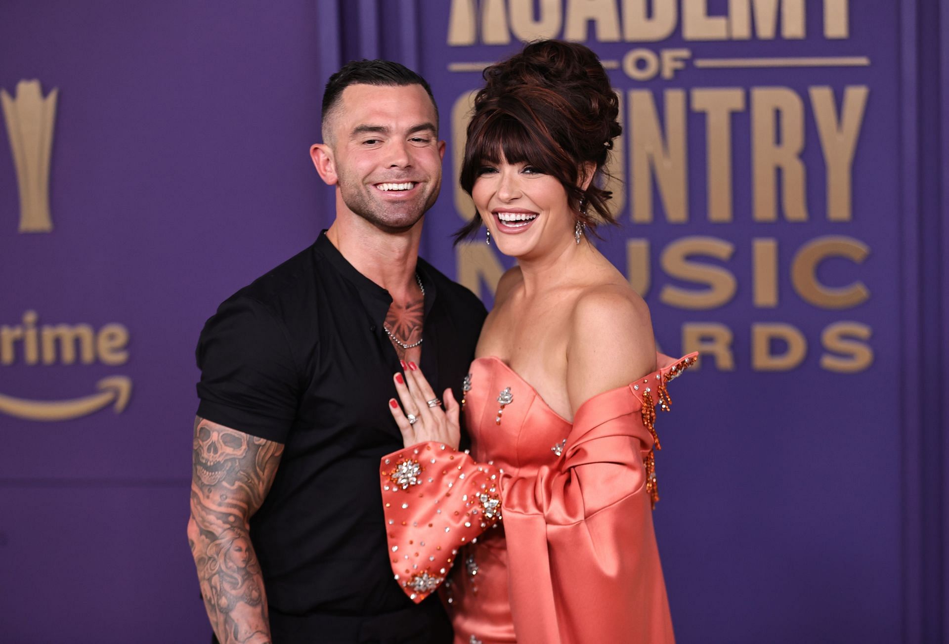 Jay Allen with wife Kylie Morgan at the 59th Academy of Country Music Awards (Image via Getty)