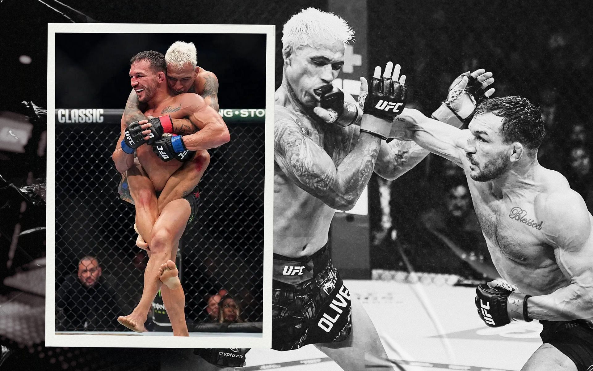 Fight higlights from Charles Oliveira vs. Michael Chandler at UFC 309. [Images courtesy: Getty Images]