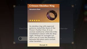 Genshin Impact Crimson Obsidian Ring Barrier Of The Trove location and use guide