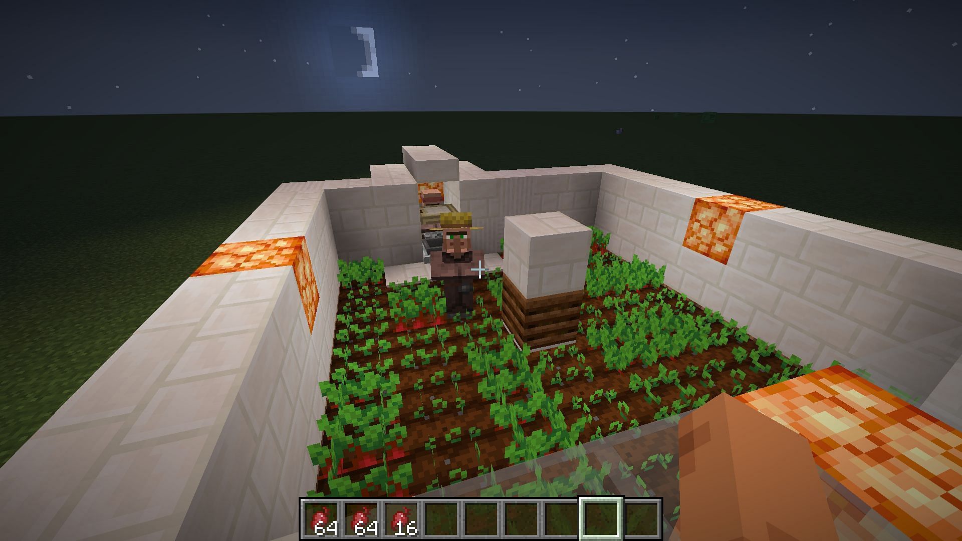 A villager to farm and one at the collection point would be needed (Image via Mojang Studios)