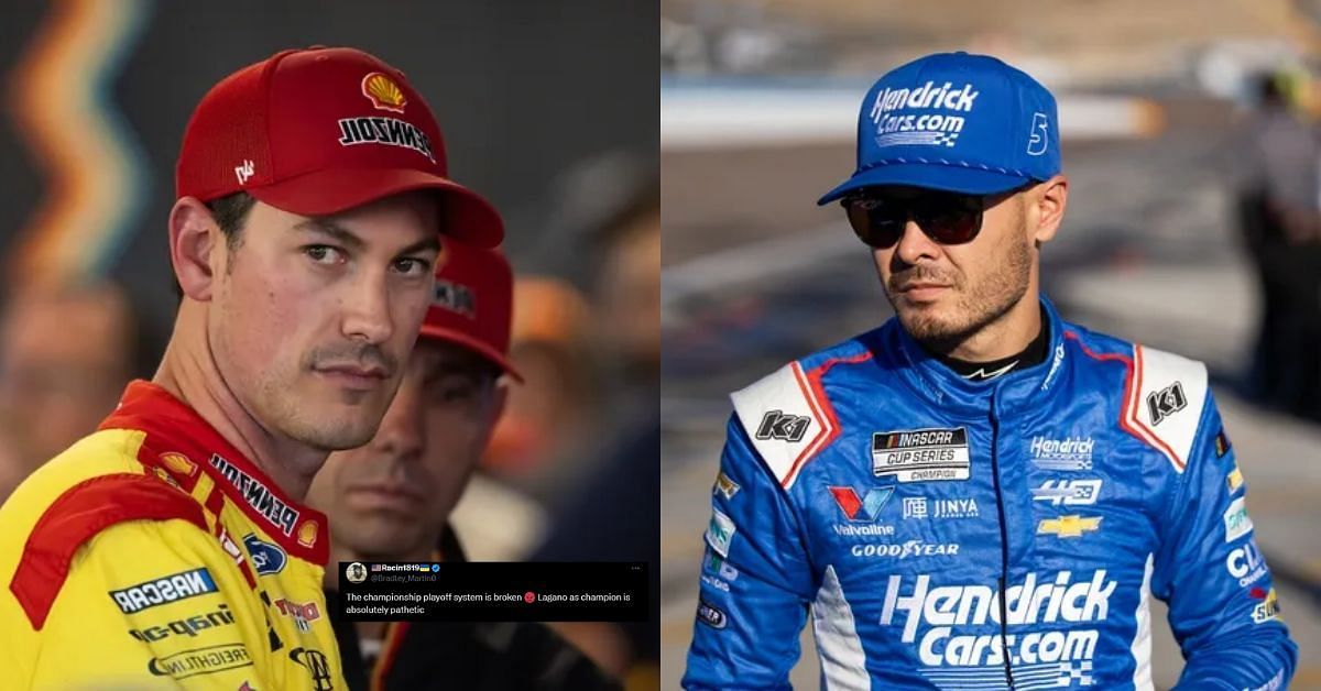 Fans criticized Joey Logano (L) comparing his stats with Kyle Larson (R)