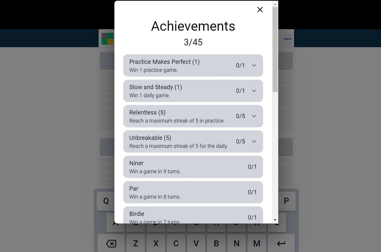 Quordle (Source: https://www.merriam-webster.com/games/quordle/#/)