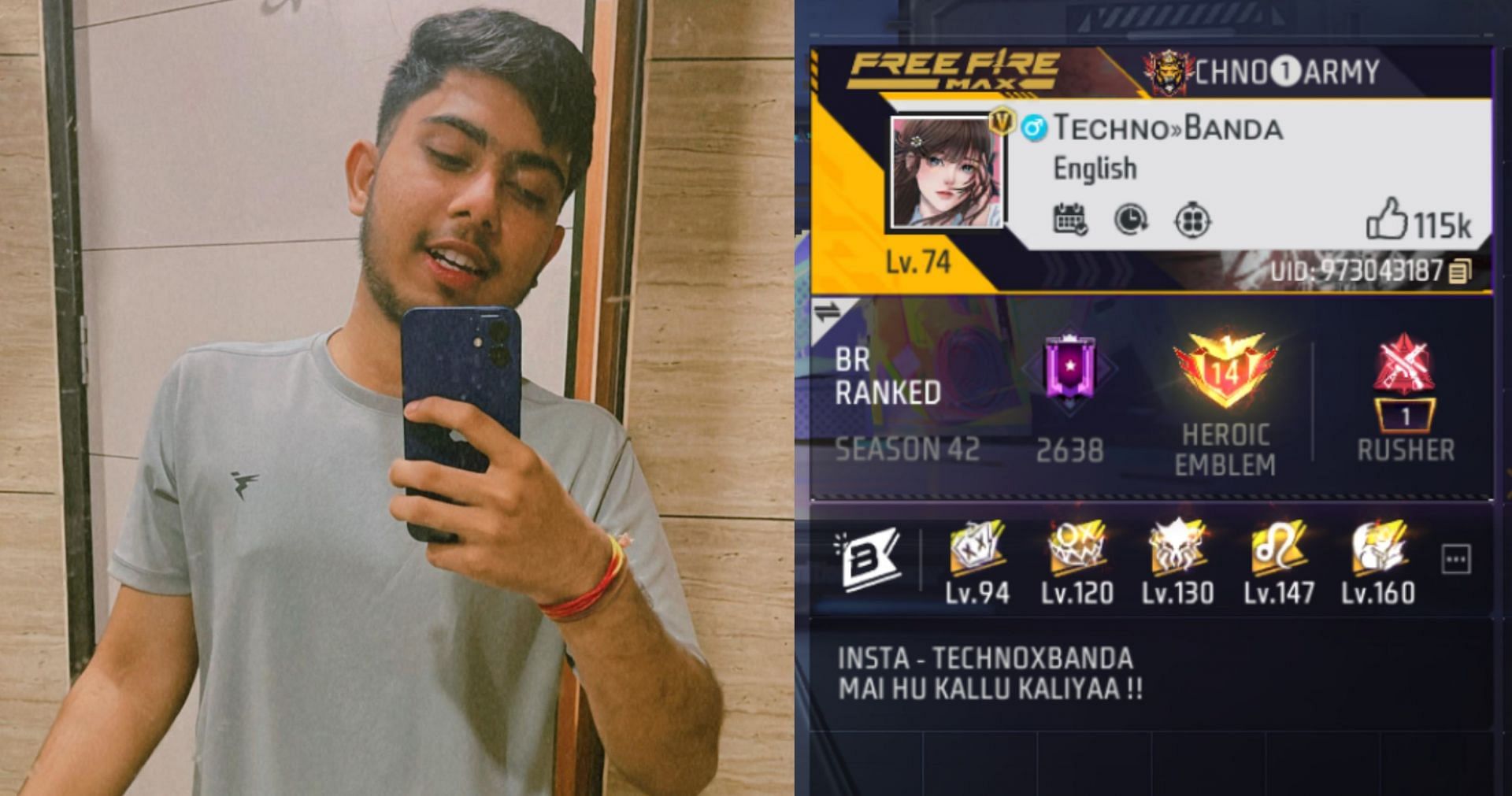 Free Fire MAX (Image via Techno Banda Instagram &amp; Garena/Screenshot)