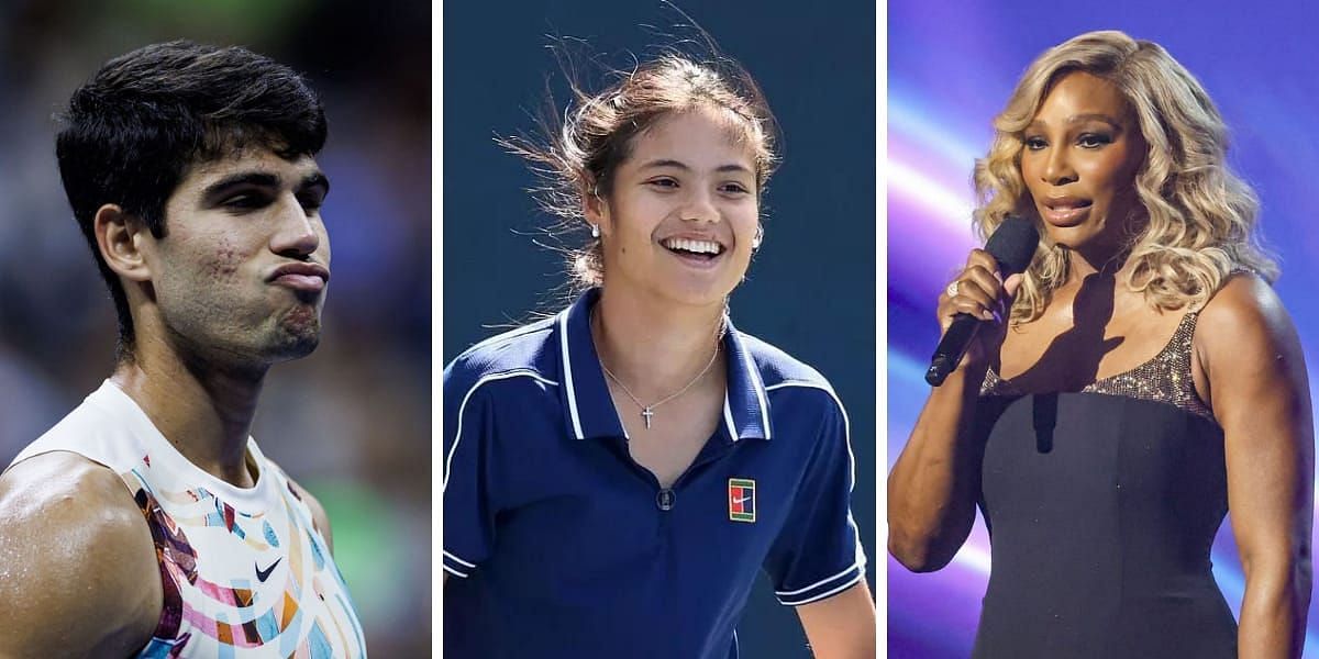 (Left to Right) Emma Raducanu, Carlos Alcaraz, Serena Williams and daughter Olympia (Image source: Getty)