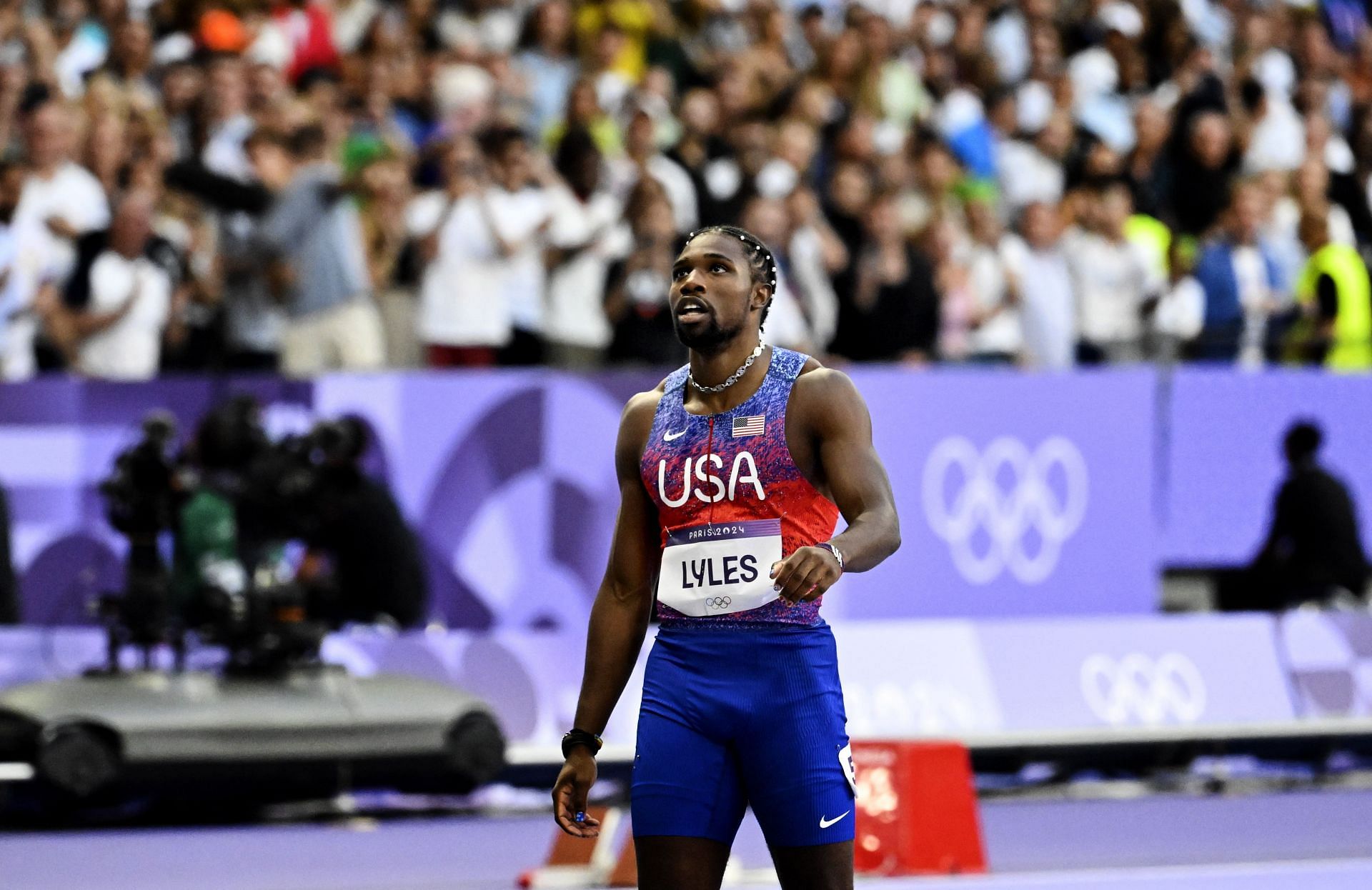 Noah Lyles competes in Track and Field during the Paris 2024 Olympics. - Source: Getty