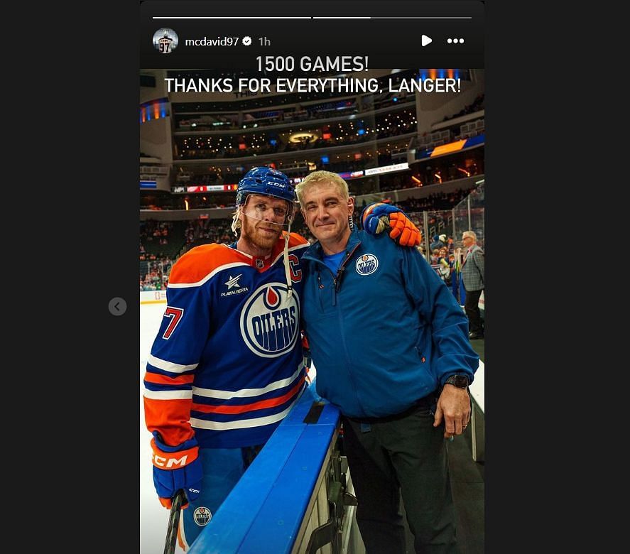 Connor McDavid shared it on his Instagram story (image credit: instagram/mcdavid97)