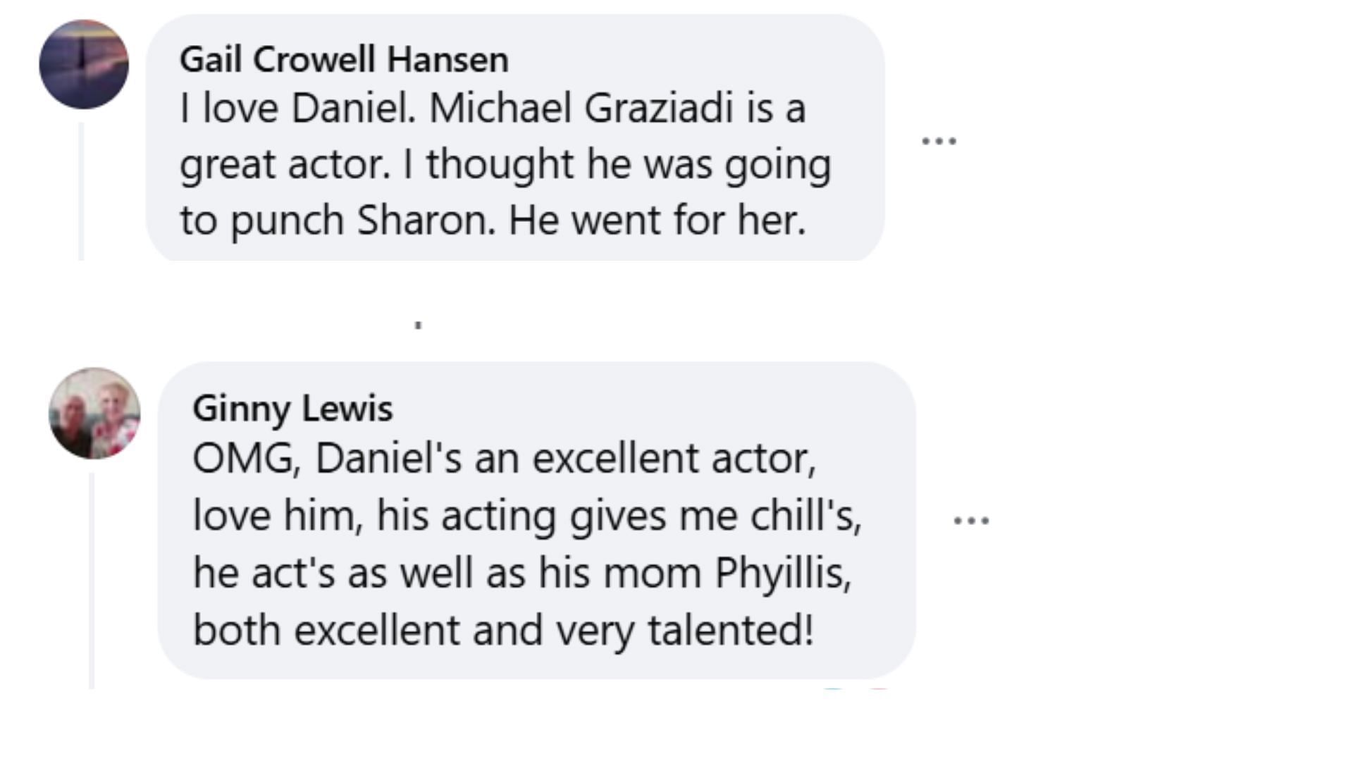 Other fans also praise Daniel&#039;s performance (Image via Facebook/The Young and the Restless)