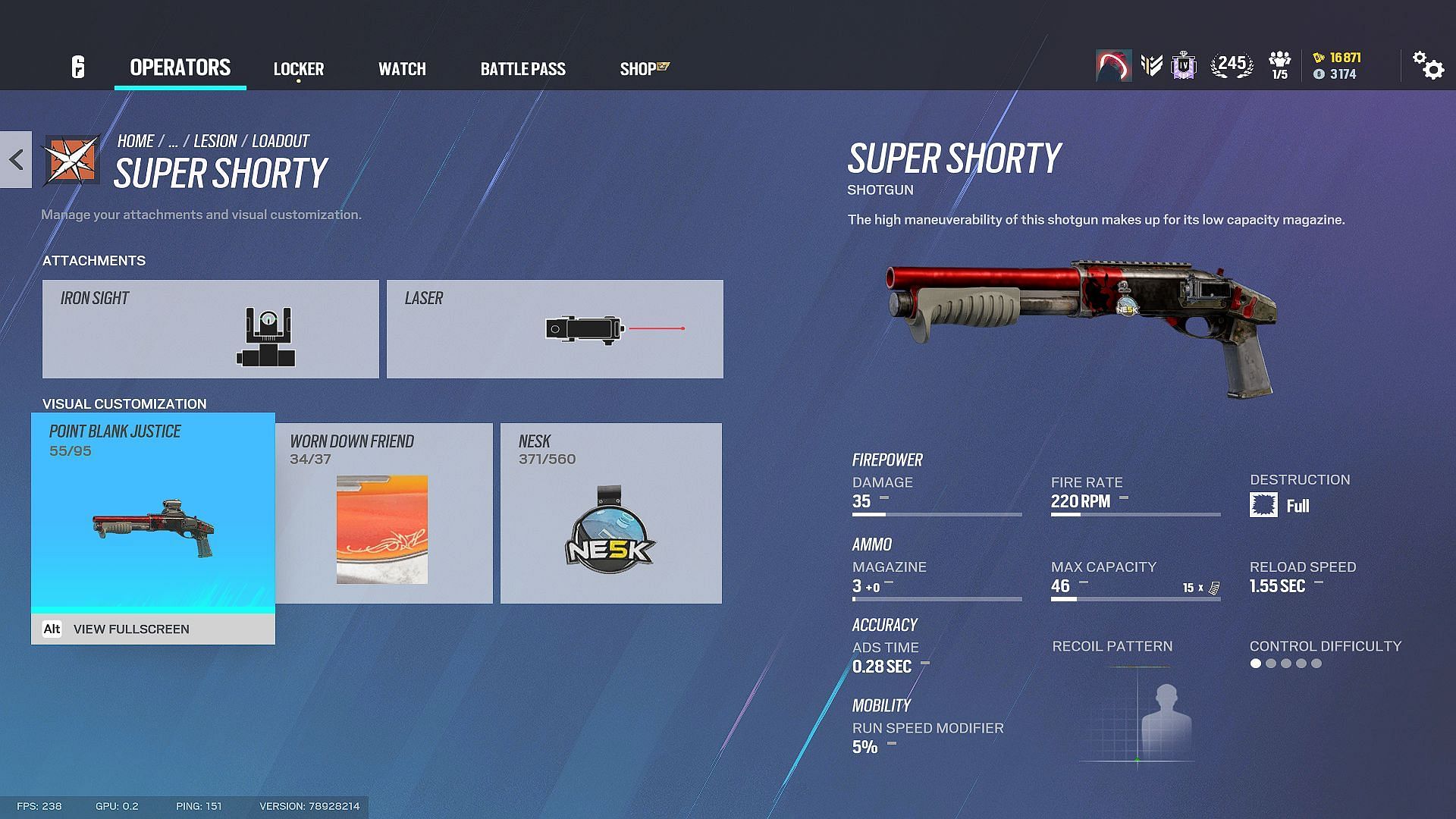 Secondary weapon in Lesion loadout in Rainbow Six Siege (Image via Ubisoft)