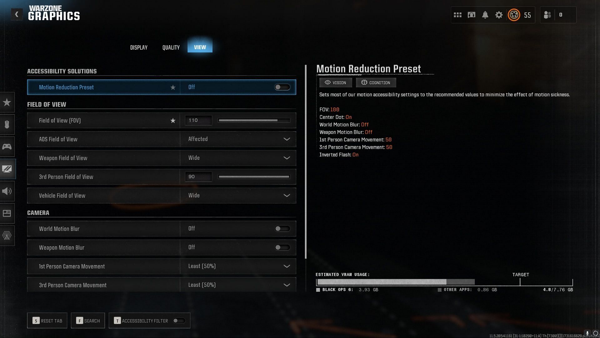 WZ View settings (image via Activision)